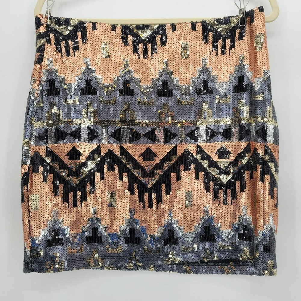 Francescas Sequin Multicolor Short Skirt Large